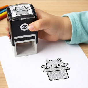 Adorable Cat-in-a-Box Self-Inking Stamp