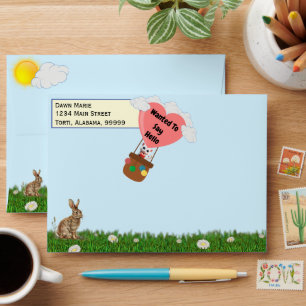 Adorable Cat in Balloon Personalized Envelopes