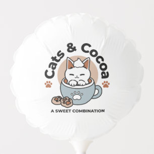 Adorable Cat in Mug Holiday Design - Cat & Cocoa Balloon