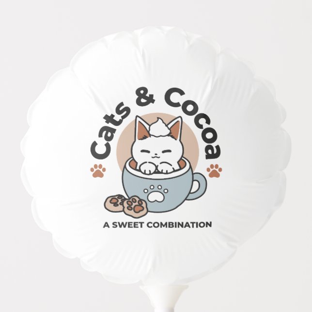 Adorable Cat in Mug Holiday Design - Cat & Cocoa Balloon (Front)