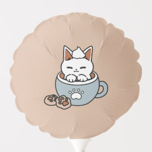Adorable Cat in Mug Holiday Design - Cat & Cocoa Balloon