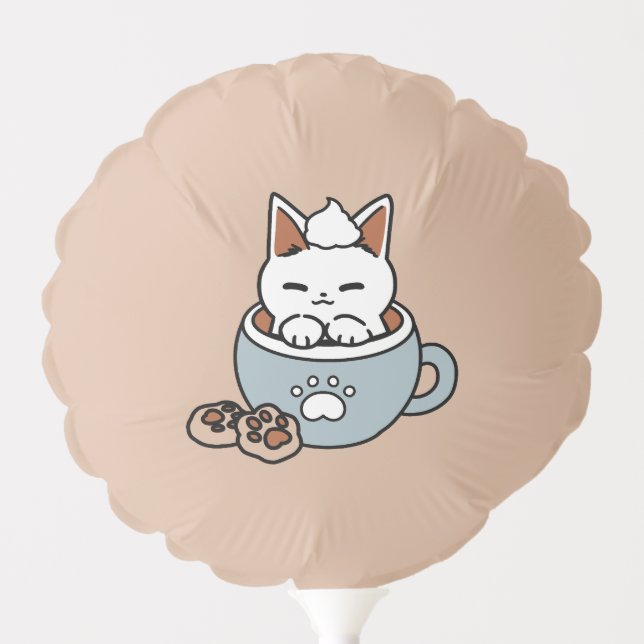 Adorable Cat in Mug Holiday Design - Cat & Cocoa Balloon (Front)