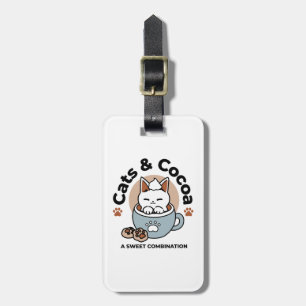 Adorable Cat in Mug Holiday Design - Cat & Cocoa Luggage Tag
