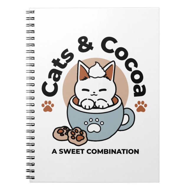 Adorable Cat in Mug Holiday Design - Cat & Cocoa Notebook (Front)