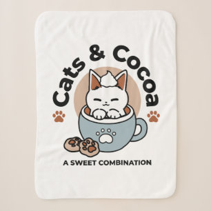 Adorable Cat in Mug Holiday Design - Cat & Cocoa Sherpa Blanket