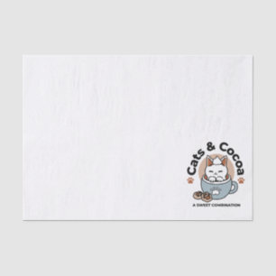 Adorable Cat in Mug Holiday Design - Cat & Cocoa Tissue Paper