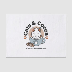 Adorable Cat in Mug Holiday Design - Cat & Cocoa Tissue Paper