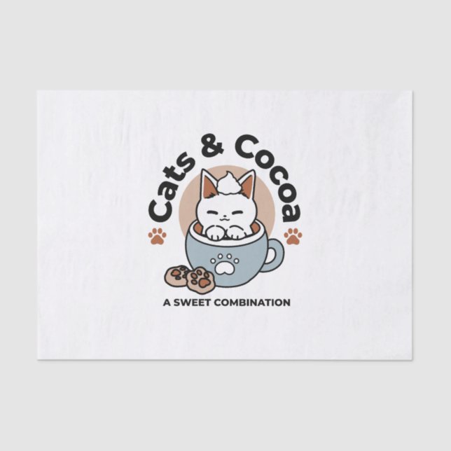 Adorable Cat in Mug Holiday Design - Cat & Cocoa Tissue Paper (Front)