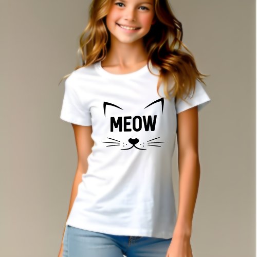 Adorable Cat Meow Kids Tshirt _ Purr_fectly Cute