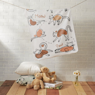 Adorable cat Meow modern cute white brown trendy Baby Blanket