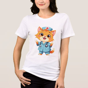 Adorable Cat Nurse for Animal Lovers Funny Cats Tri-Blend Shirt