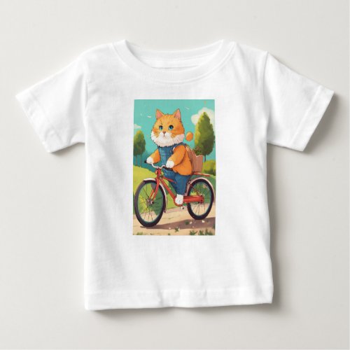 Adorable cat on wheels_Baby T_shirt design