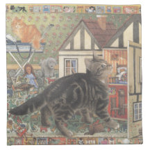 ADORABLE CAT PAINTED NAPKIN