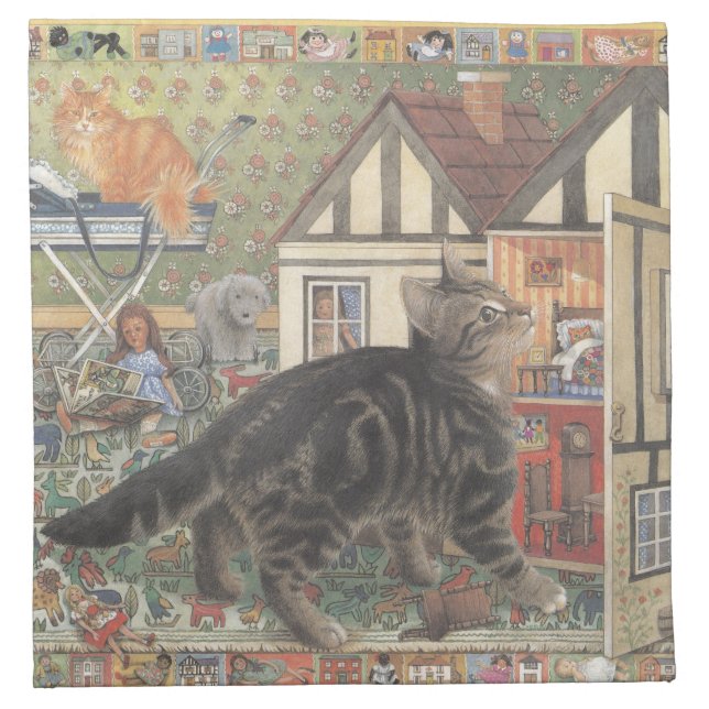 ADORABLE CAT PAINTED NAPKIN (Front)