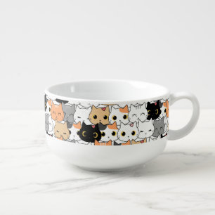 Adorable Cat Pattern Minimalist Soup Mug