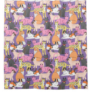 Adorable Cat Pattern Shower Curtain
