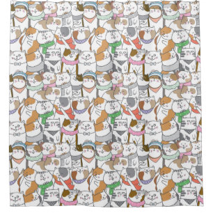 Adorable Cat Pattern Shower Curtain