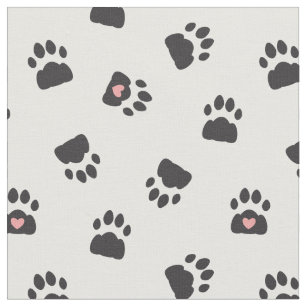 miniature paw prints on black designer fabric from the USA pure