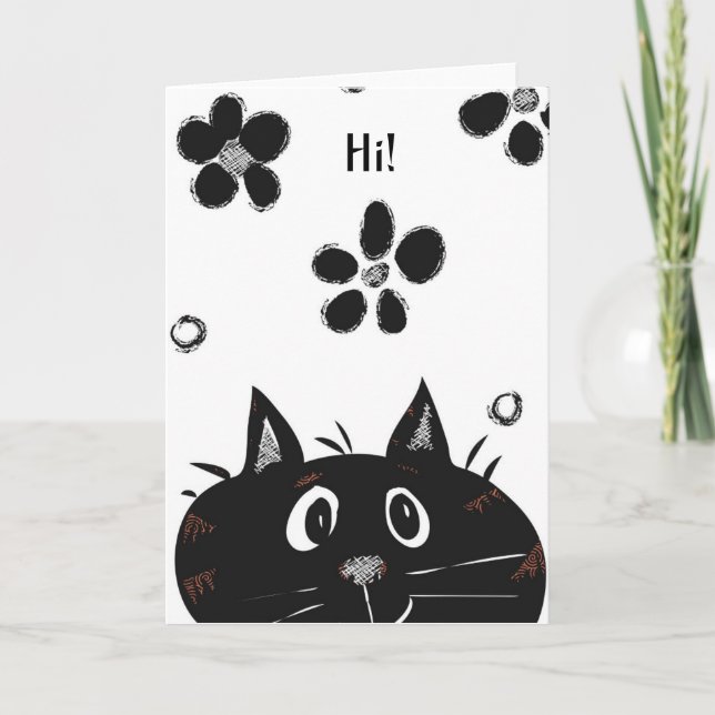 Adorable Cat Peek a Boo Anytime Greeting Card (Front)