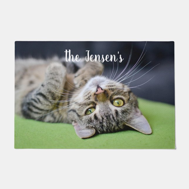 Adorable Cat Personalized Doormat (Front)