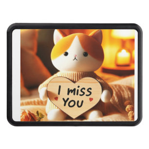 Adorable Cat Plush with Heartfelt Message Hitch Cover