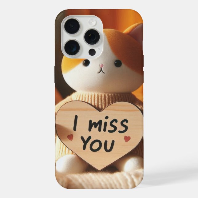 Adorable Cat Plush with Heartfelt Message iPhone Case (Back)