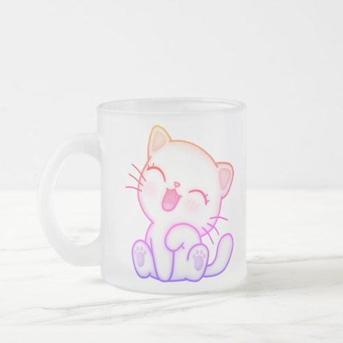 Adorable Cat Print _Perfect For Your Morning Brew Frosted Glass Coffee Mug