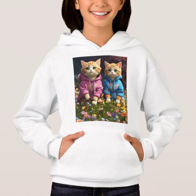 Adorable Cat Print T-Shirt for Kids - Fun & Stylis Hoodie (Front)
