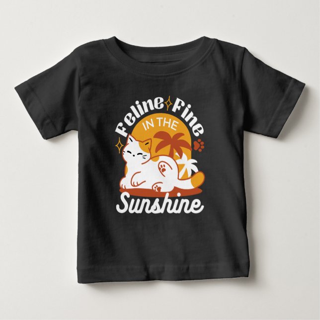 Adorable Cat Relaxing in the Sunshine – Summer Pet Baby T-Shirt (Front)