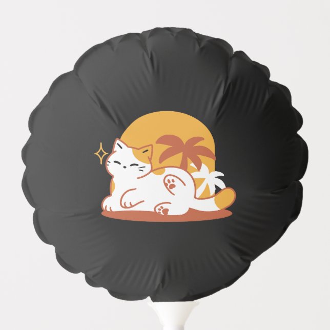 Adorable Cat Relaxing in the Sunshine – Summer Pet Balloon (Front)