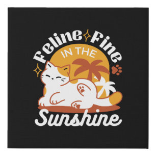 Adorable Cat Relaxing in the Sunshine – Summer Pet Faux Canvas Print