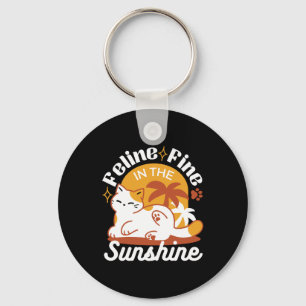 Adorable Cat Relaxing in the Sunshine – Summer Pet Keychain