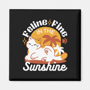 Adorable Cat Relaxing in the Sunshine – Summer Pet Magnet