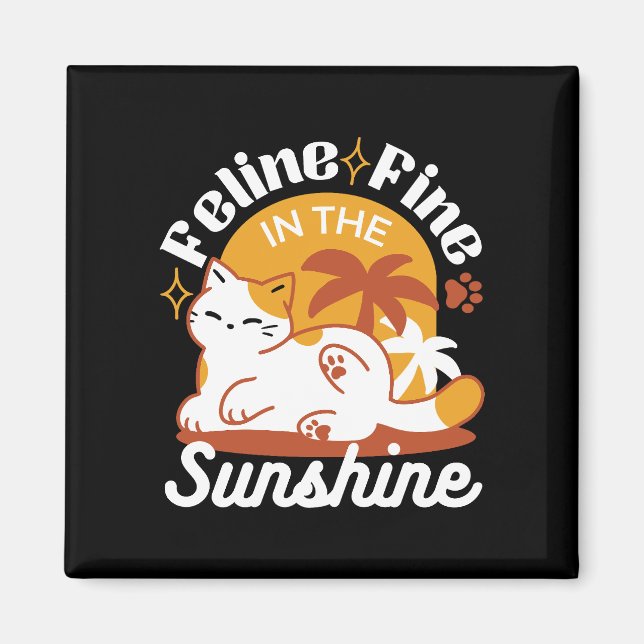 Adorable Cat Relaxing in the Sunshine – Summer Pet Magnet (Front)