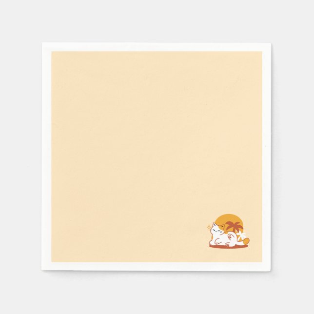 Adorable Cat Relaxing in the Sunshine – Summer Pet Napkins (Front)