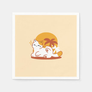 Adorable Cat Relaxing in the Sunshine – Summer Pet Napkins