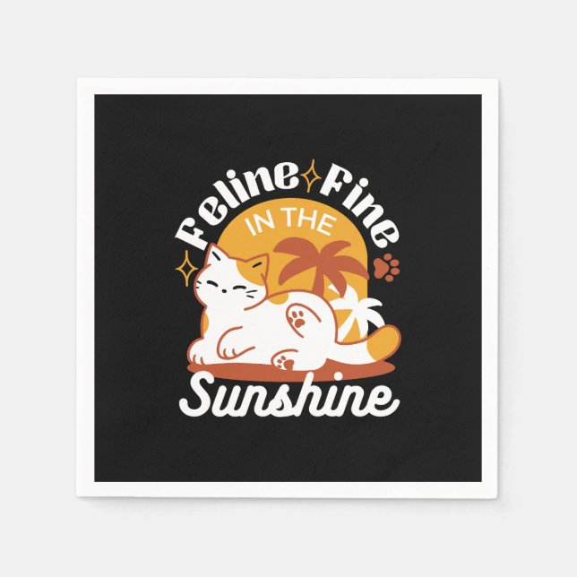 Adorable Cat Relaxing in the Sunshine – Summer Pet Napkins (Front)