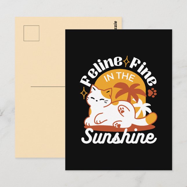 Adorable Cat Relaxing in the Sunshine – Summer Pet Postcard (Front/Back)