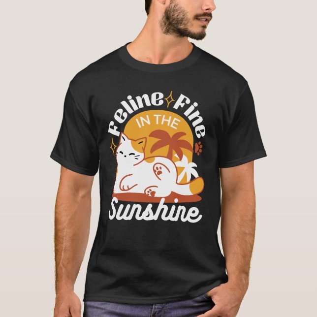 Adorable Cat Relaxing in the Sunshine – Summer Pet T-Shirt (Front)