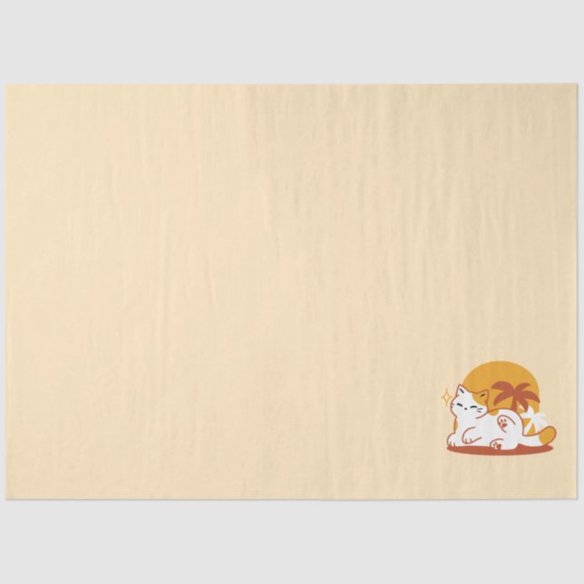 Adorable Cat Relaxing in the Sunshine – Summer Pet Tissue Paper (Front)
