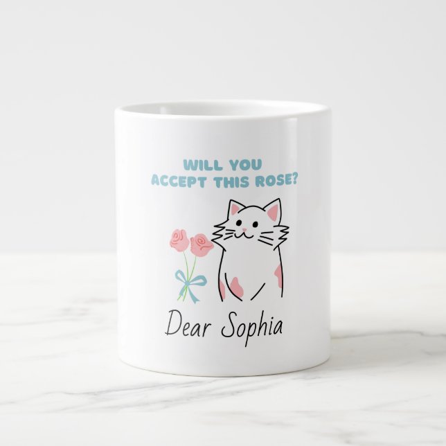 Adorable Cat&Rose Giant Coffee Mug (Front)