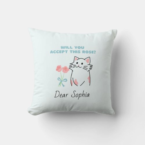 Adorable CatRose Throw Pillow