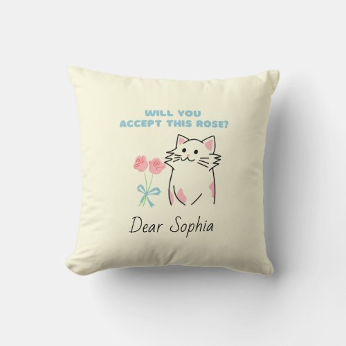 Adorable CatRose Throw Pillow