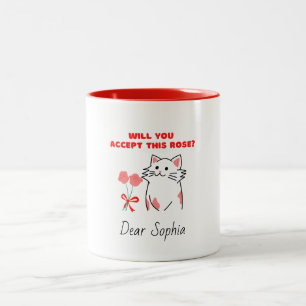 Adorable Cat&Rose  Two-Tone Coffee Mug