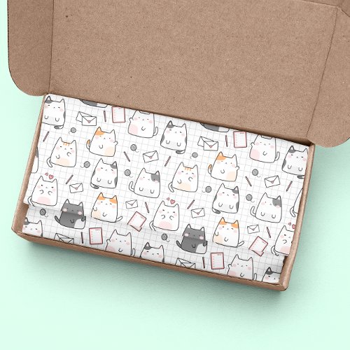 Adorable Cat Seamless Pattern Tissue Paper