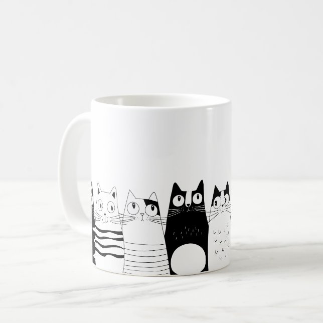 Adorable cat sitting coffee mug (Front Left)