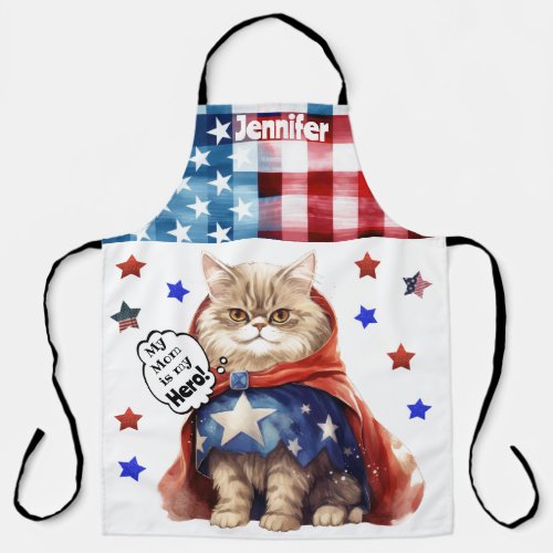 Adorable Cat Super Hero Mom All_Over Print Apron