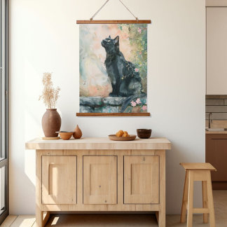 ADORABLE CAT WATERCOLOR ILLUSTRATION HANGING TAPESTRY
