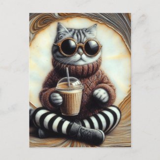 Adorable Cat With Coffee Drink