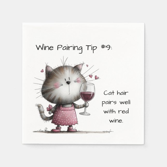 Adorable Cat With WinePaper Napkin (Front)